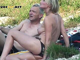 Voyeuristic girlfriend takes nudist pictures in public