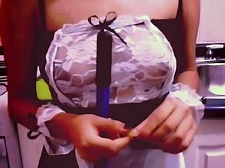 Latina maid masturbates in the kitchen