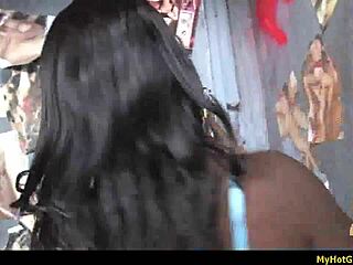 Black woman gives an incredible blowjob through a gloryhole