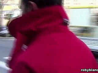 Teen whore gets her tight ass fucked by guy on the street