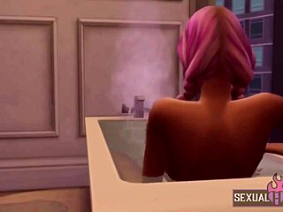 Cartoon teen's wet and wild bath time with squirting animation