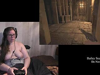 Natural tits gamer takes on big booty monster in raw encounter