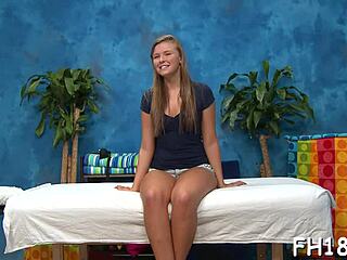 Teen 18+ gets oiled blowjob massage with hardcore action. 😏