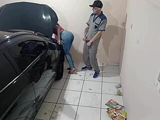 Naughty Mechanic Fixes Hot Babe's Car in Garage