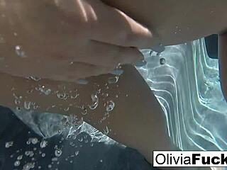 Oh God, Horny Olivia's Fingering Her Wet Pussy Underwater! That Blonde MILF with Big Tits is So Hot in Solo Action.
