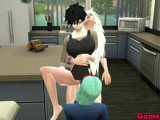 hinata and friends in a big orgy on the kitchen, all filled with cum in their asses