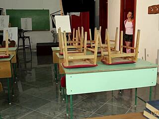 blonde gives dirty handjob to monster cock