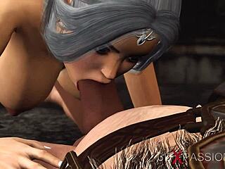 dwarf knight interacts with young princess slave in medieval castle setting