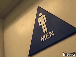 interracial deepthroat through a glory hole with bent over ass