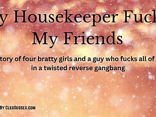 reverse four girl gangbang on male housekeeper feels intense