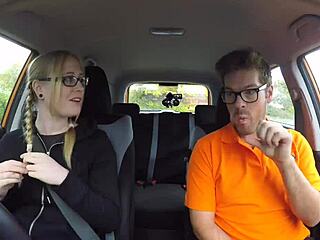 Is this blonde brit's big tits ready for sloppy backseat blowjob with pov cock?