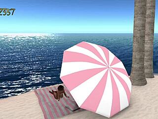 3d beach lesbians licking