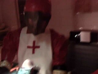 Rubber Nurse Agnes in Red Dress Fists and Milks Patient Dry