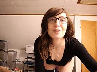 Stepmom catches stepson jerking off, leading to close-up pov sex with big ass and orgasm