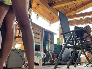 Party Girls Flash Legs and Pussy at Outdoor BBQ