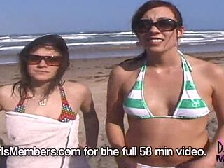 College coeds strip nude on Texas beach fun