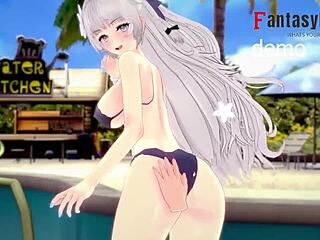 amazing cartoon tits by pool in 3d full vid