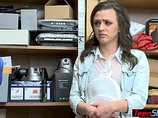 Petite brunette thief gets anal fucked by perverted police officer at the office