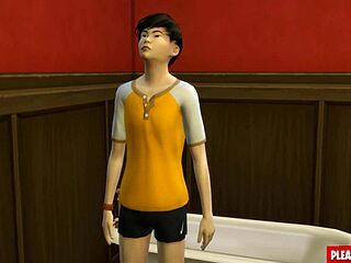 Step fucks Korean Asian in hotel bed.