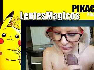 Blonde In Glasses Gives Intense Blowjob To Black Guy!