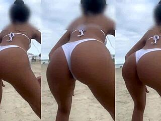 Oiled up and on the run: A big ass beach fuck
