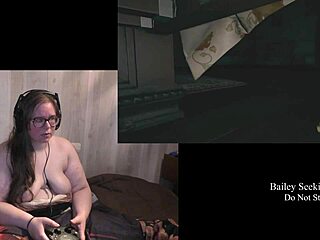 In the ranch, the naked brunette with tattoos faces the monster in Resident Evil Village part 8