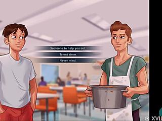 i'm playing summertime saga 51, admiring cute small 18+ breasts