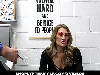 Busty Blonde Milf Interrogated In Backroom