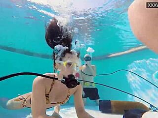 Eva Sasalka and Jason caught fucking underwater as strangers watch nearby