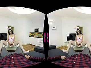 brunette amateur rabbit fucks in uniform stockings doggystyle