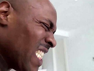 Black on blonde: Cassie gets a deepthroat and creampie