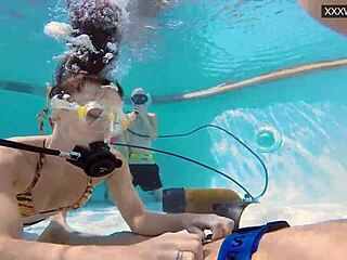 Eva Sasalka and Jason caught fucking underwater as strangers watch nearby