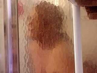 Shy milf showers and shaves her big ass