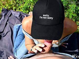 Blonde bitch swallows cum deep!