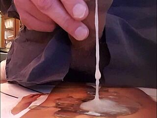 I add my cum to this shared centerfold that's already stained, featuring an old bombshell model in chapter 4