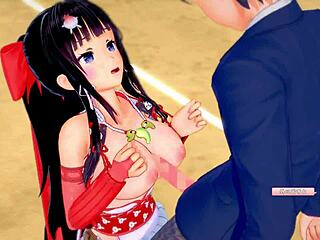 Busty Shrine Maiden Warrior Tit Massage!