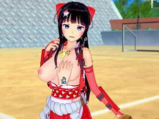 Busty Shrine Maiden Warrior Tit Massage!