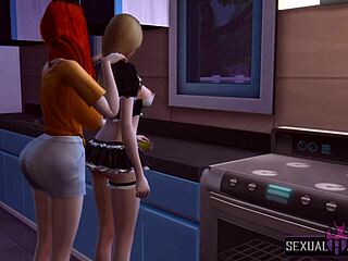 My lesbian assistant arouses me with her perfect ass in the kitchen