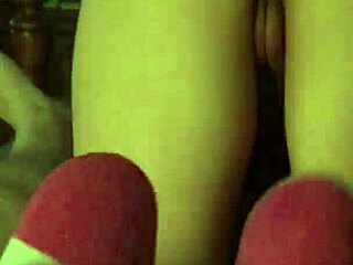 asian wife does homemade nude sockjob