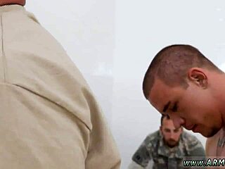 Three gay men engage in interracial fisting and gay military action