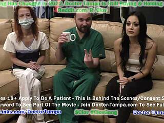 Doctor Tampa conducts a shy student's gyno exam at the university