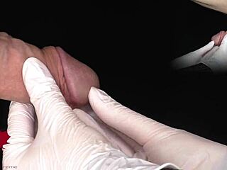 mistress in white latex gloves makes me cum into tomax venus onahole