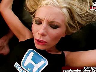 Thin blonde teen gets hard anal casting!