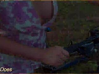 Wife dares to ride bike flashing cleavage in public stunt