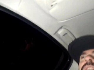 Old woman gets a blowbang and bukkake in public