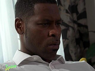 I romantically fuck hot ebony babe romy indy on couch