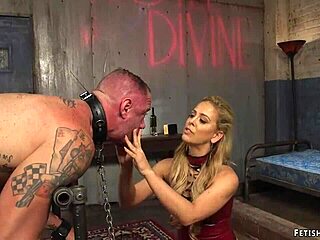 Femdom In Latex Ties Man For Rough Anal Strapon Deepthroat