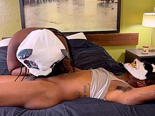 Ebony Babe Gets Creampied By Monster Cock On Halloween