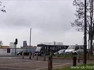 Faye Corbin cumming on the road, flashing small tits – want to see?