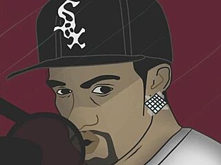 Is this ebony pornstar sucking cock in interracial lesbian scene?